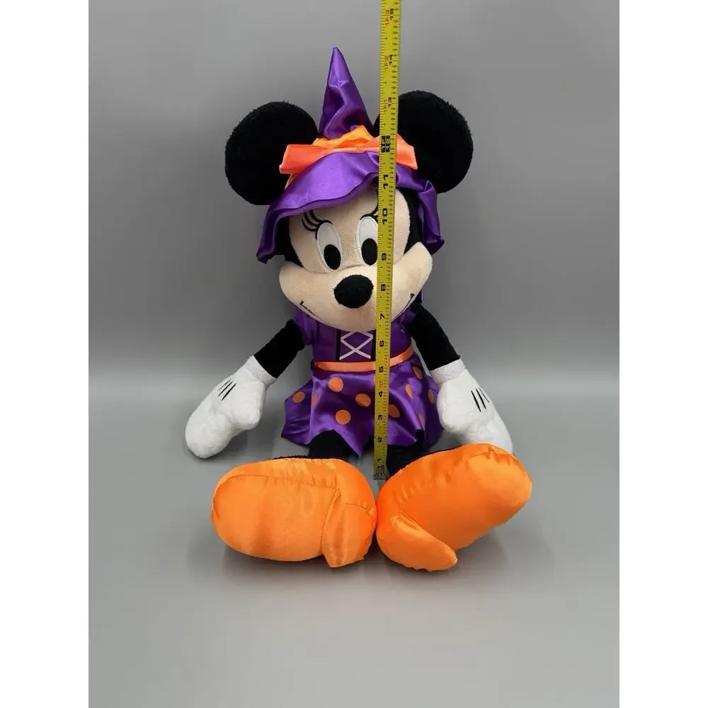 Disney Minnie Mouse Halloween Witch Plush 17” Stuffed Doll Purple Orange Outfit